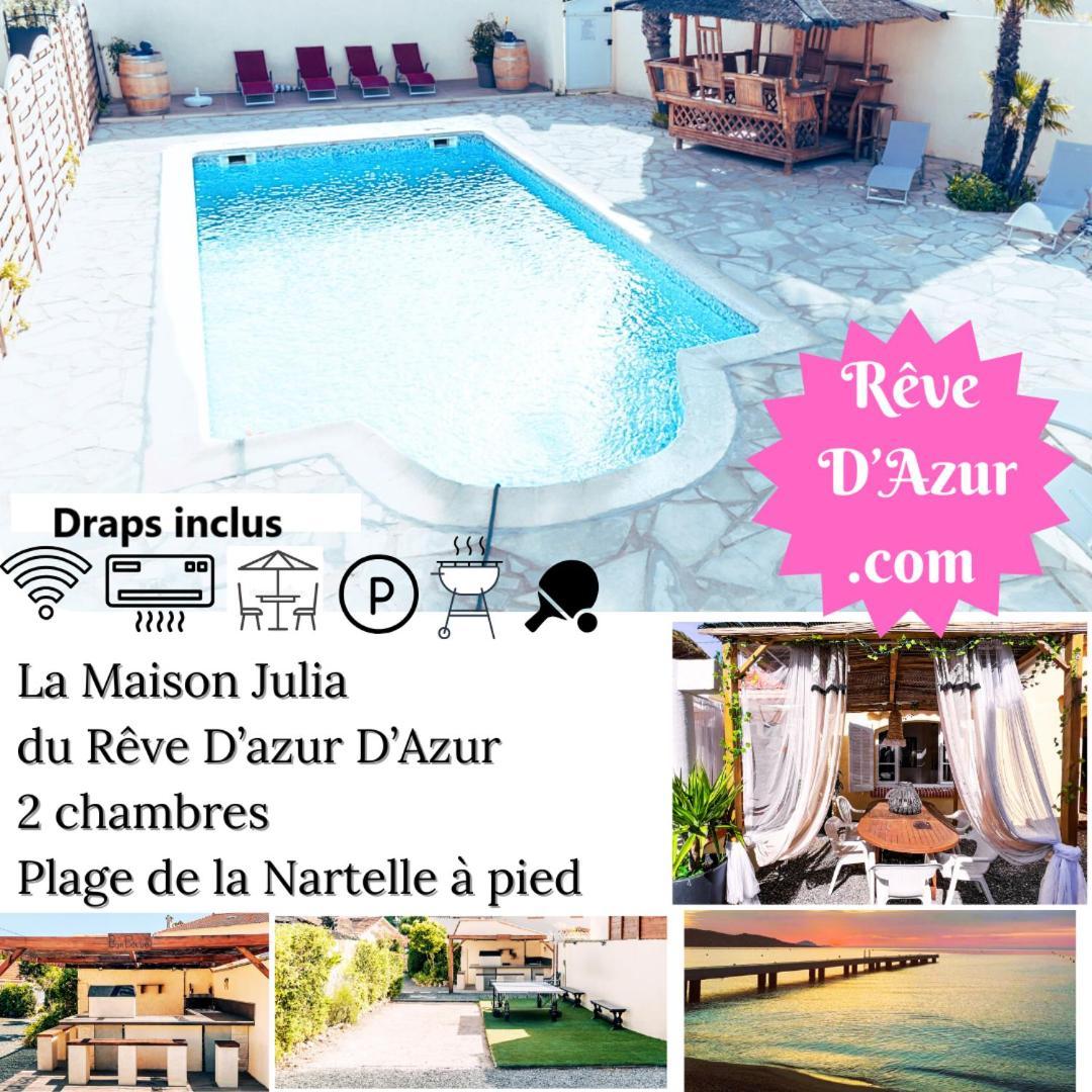 Reve D'Azur, 2 Chambres, Maison Julia En Bord De Mer A La Nartelle, Piscine Partagee, Parking & Terrasse Bbq, Wifi Et Draps Inclus Plage A Pied سانت ماكسيم المظهر الخارجي الصورة